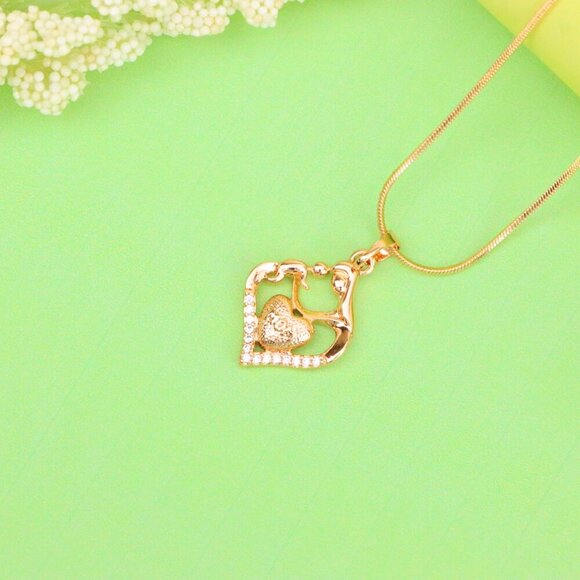 "Rose Gold Mom and Child Heart Pendant with Crystals Gift for Mom, XPPT1486 - Picture 12 of 12